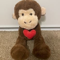 Monkey Holding Heart Stuffed Animal 