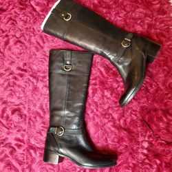 BANDOLINO "BDCARMINE" BLACK LEATHER KNEE HIGH BOOTS!