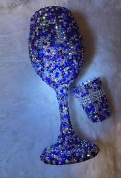 Bedazzled Wine glass set, Wine Set, Rhinestone Cup, Cup, Glass, Birthday Set