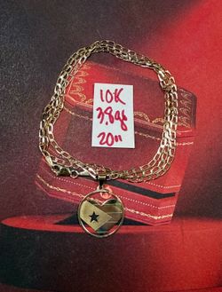 10K Solid Gold Chain and Pendant For Wedding 3.8Gr 20 Inches Long