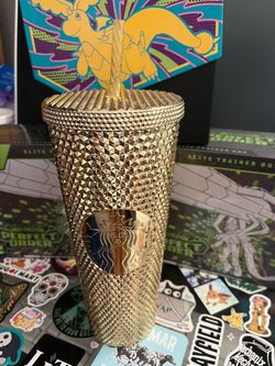 Starbucks Gold studded Tumbler Cup Holiday Used Clean