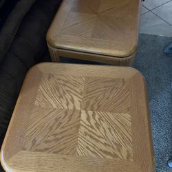 Wooden Coffee And End Tables And Lamps 
