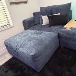 Brand New Modular Cloud-Style Corner Chair + Ottoman - Chilean Blue - Factory-Sealed (LINSY-Compatible)