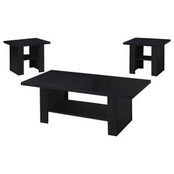 700345 Modern 3-Piece Black Oak Coffee Table and 2 End Tables Set 🚚 Financing!