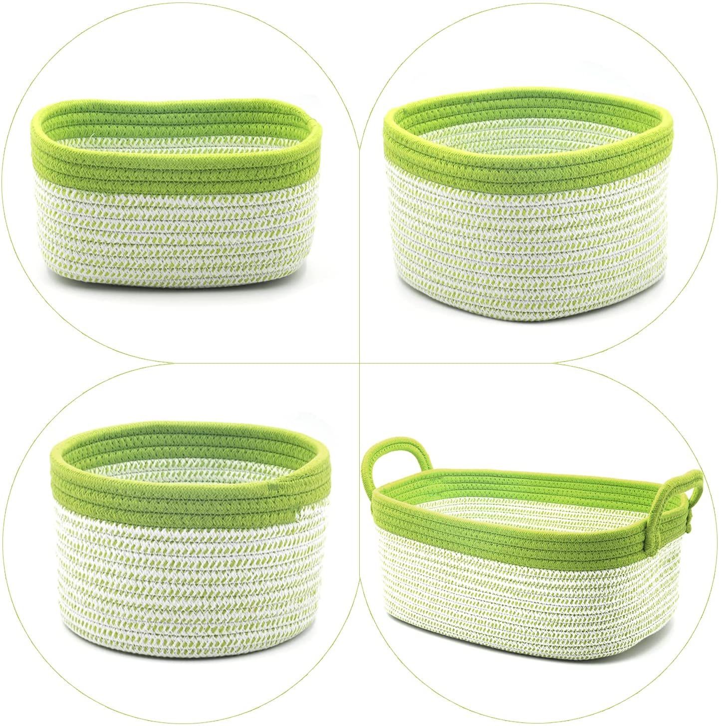 Acrola 4-Pack Decorative Storage Baskets Stackable Woven Basket Cotton Rope Bin with Fabric Liner, Organizing Baskets for Closet Bathroom Bedroom Nurs