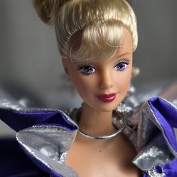 Vintage Barbie Doll Purple Evening Gown Silver Cape 90s Mattel