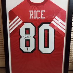 Jerry Rice Sign Frame Jersey With Certificate Of Authenticity