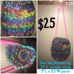 Colorful Crochet Drawstring Purse #20