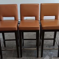 Modern Upholstered Wood Stools with Back