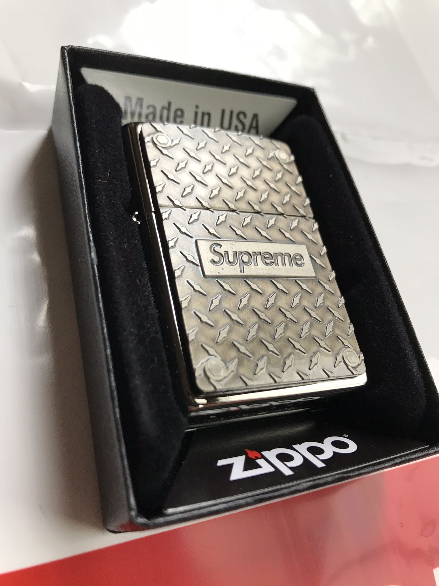 Supreme Zippo Diamond Plate Lighter