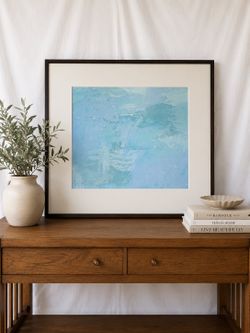 Large Framed Abstract Wall Art – Blue Tones – Modern / Coastal Style
