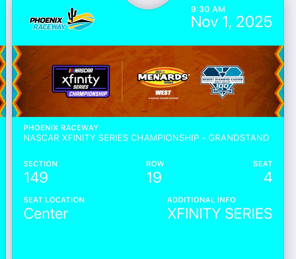 NASCAR Tickets  Sat