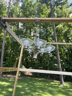 5 Light Chandelier Brass Nickel 