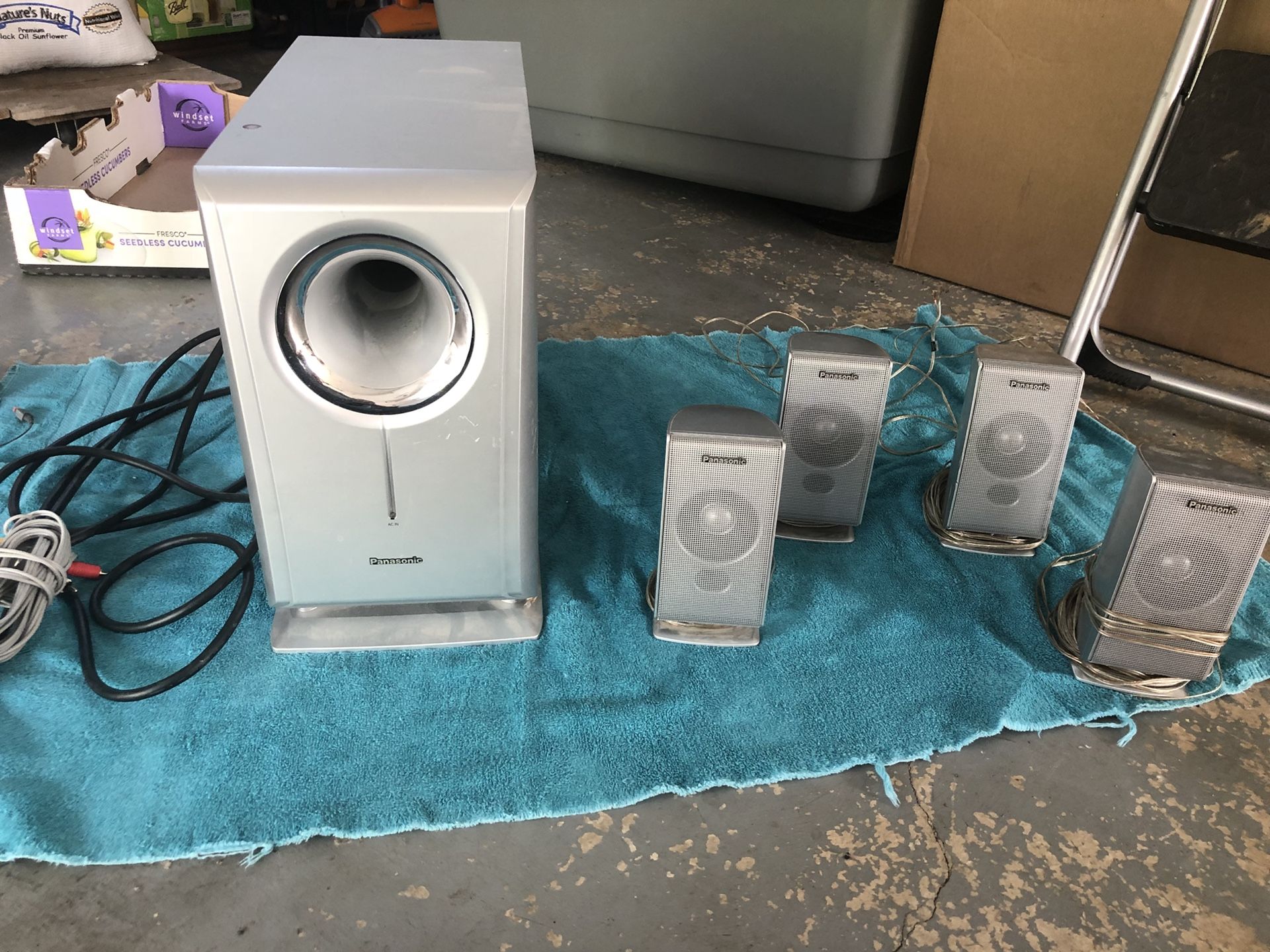 Panasonic active powered subwoofer sbwa820 and 4 surround sound