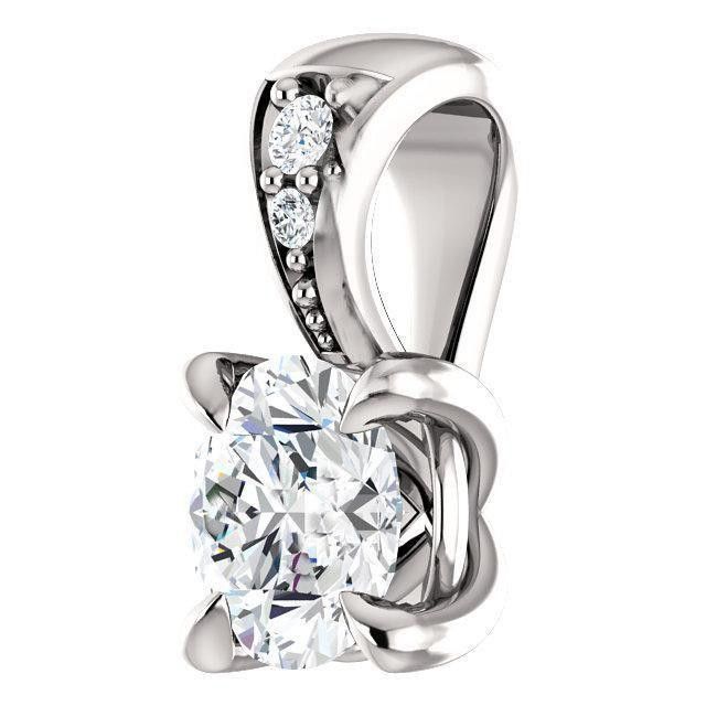 Prong Set 1.65 Carats Natural Diamonds Pendant Necklace 14K White Gold