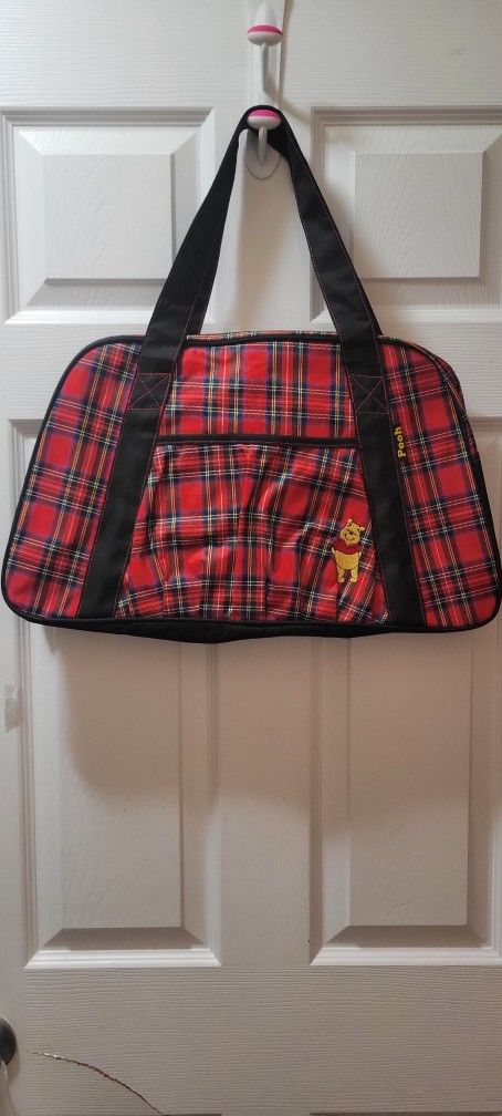 Disney’s Winnie The Pooh Tote Bag Messenger Red Plaid