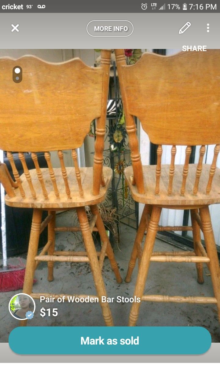 Pair of wooden bar stools