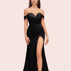 Black Satin Mermaid Dress Size 6