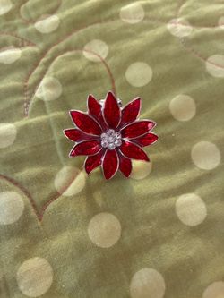 Red Enamel Flower ring