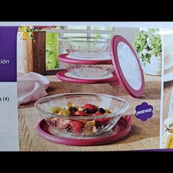 JUEGO DE 4 PLATOS HONDOS CON TAPA PRINCESS HOUSE 🌻 🫒