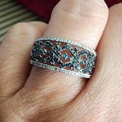 Real Blue And White Diamonds Ring