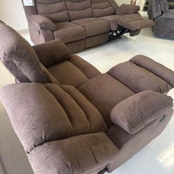 Mocha Reclining Sofa and Loveseat Tulen