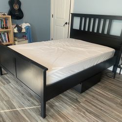 IKEA HEMNES Bed frame, Full Size, black-brown/Luröy