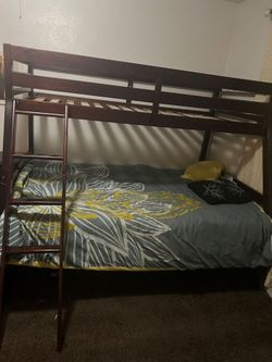 Dark Wood Twin over Full Bunk Bed