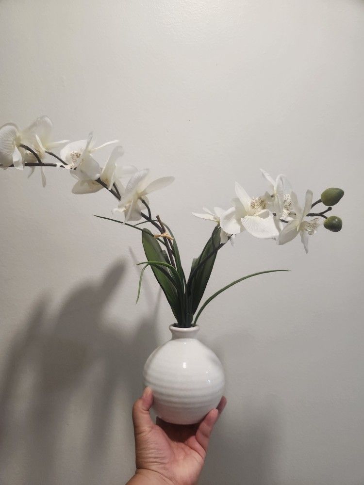 Faux White Orchid Arrangement