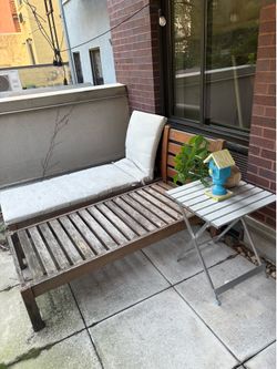 Wooden Outdoor Loveseat + Side Table