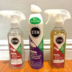STEM Natural Insect Killer Spray Bundle – 3 12 oz Bottles (Ant, Roach, Fly & Spider)