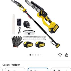 Brushless 2-IN-1 Cordless Pole Saw & Mini Chainsaw, 8 Inch Max Reach 16 Ft 2× 21V 4.0Ah Battery, Multi-Angle Electric Pole Saw for Tree Trimming, Pole