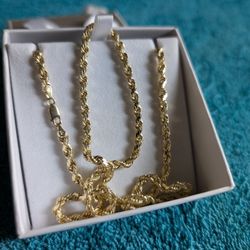 10k Yellow Gold Diamond Cut Rope Chain 