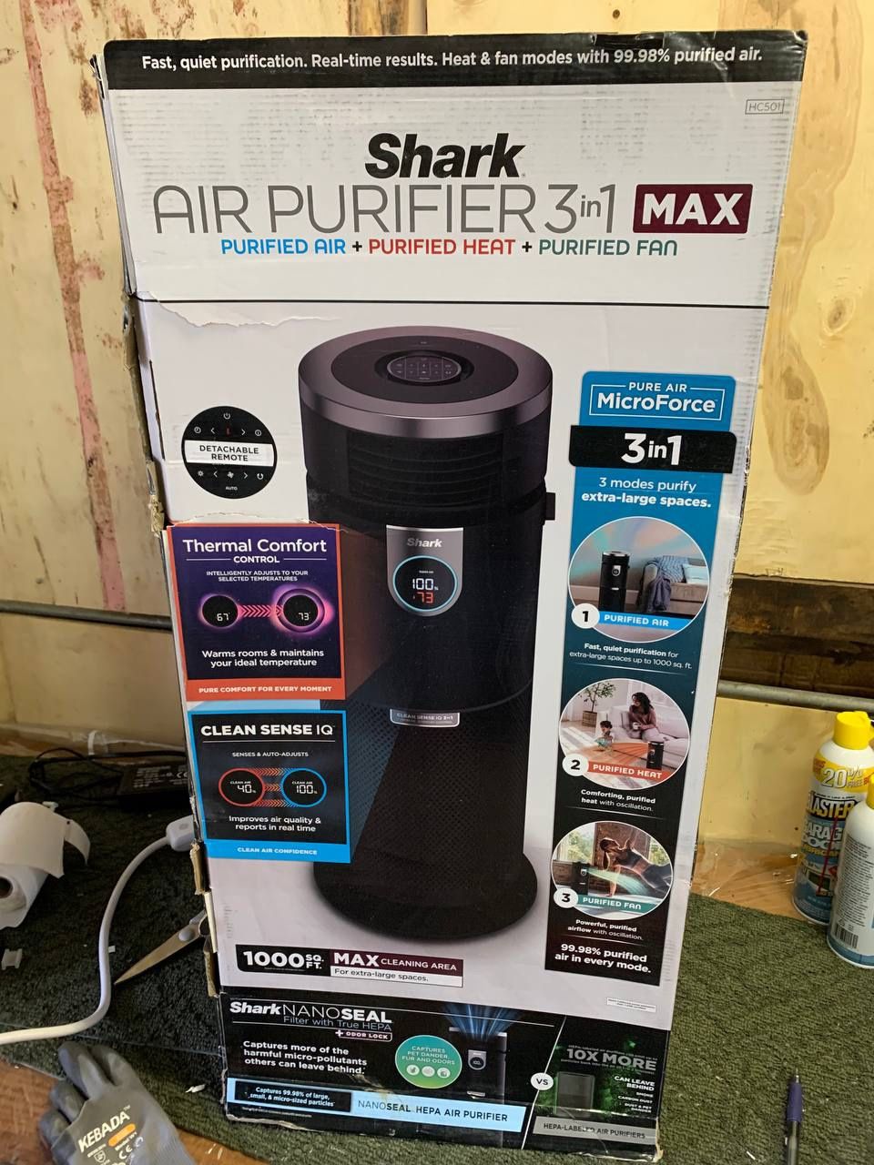 Shark - 3-in-1 Max Air Purifier, Heater & Fan with NanoSeal HEPA, Cleansense IQ, Odor Lock, for 1000 Sq. Ft - Charcoal Grey [HC501]