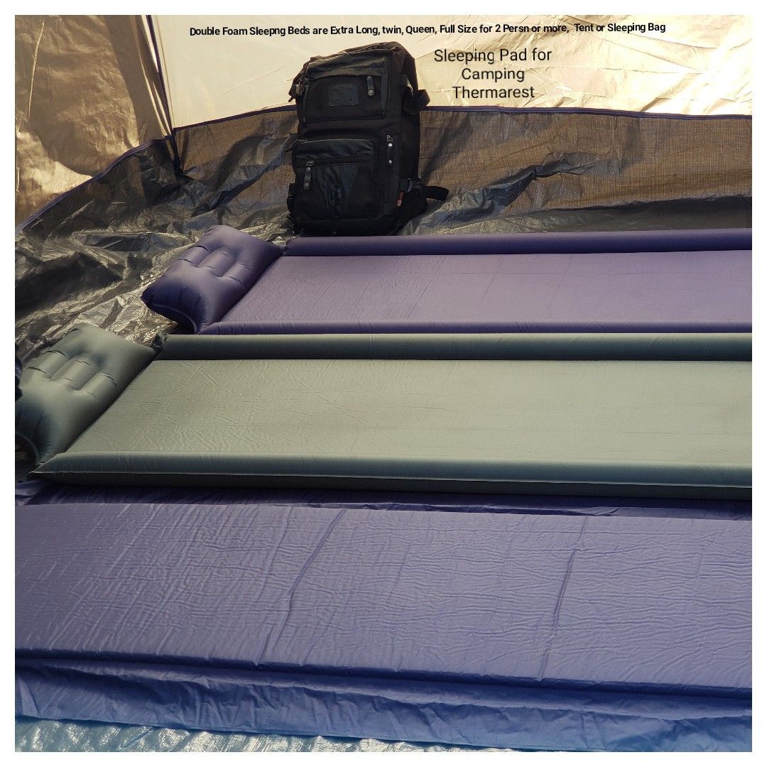 Self inflating sleeping pad with inflatable attached pillow and armrest , ultra light weight ultra compact and portable