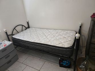 Twin Metal Bed Frame with Mattress