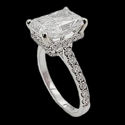 18K White Gold 3.24ct Engagement Ring With Lab Grown Center Diamond.