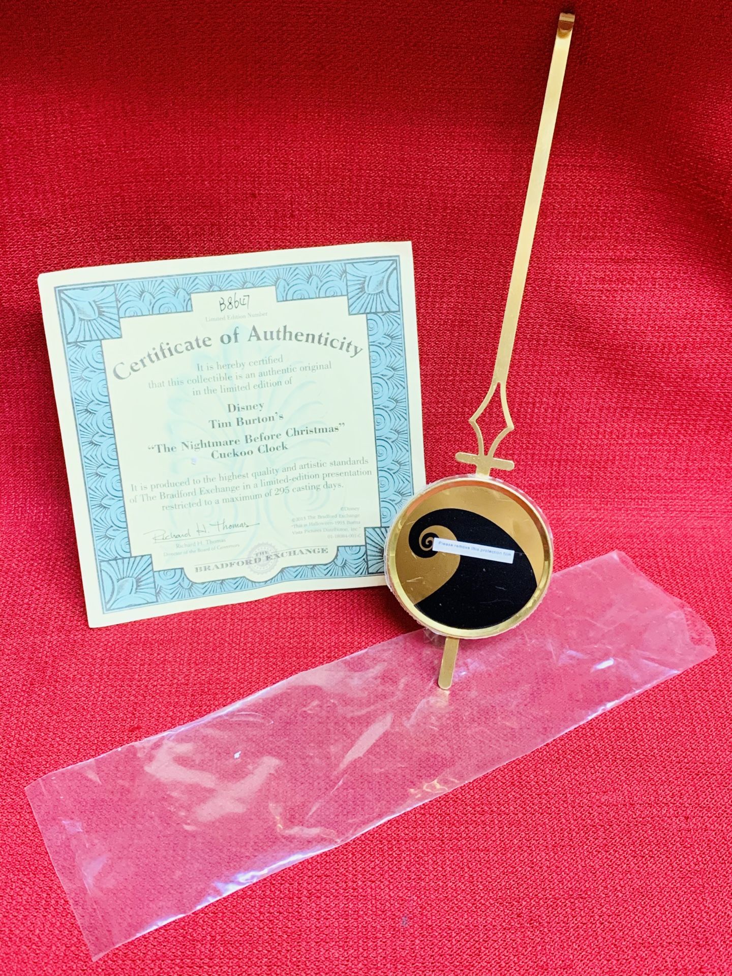 “The Nightmare Before Christmas” Cuckoo Clock Pendulum & Bradford Exchange Certificate