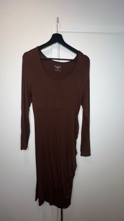 Isabel Maternity Chocolate Brown Ruched Midi Dress | M
