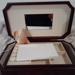 Brand New Mele & Co Cherry Wood Jewelry Case 