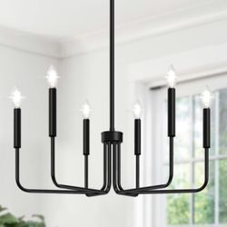 Black modern Farmhouse Chandelier, 6-Light