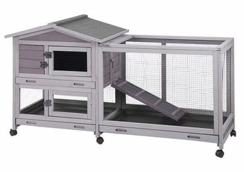 Chew-Resistant Metal Frame Rabbit Hutch AIR19-with 3 Leakproof Trays