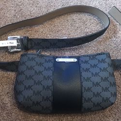 Michael Kors Logo Belt Bag Waist Pack Fanny Monogram Black