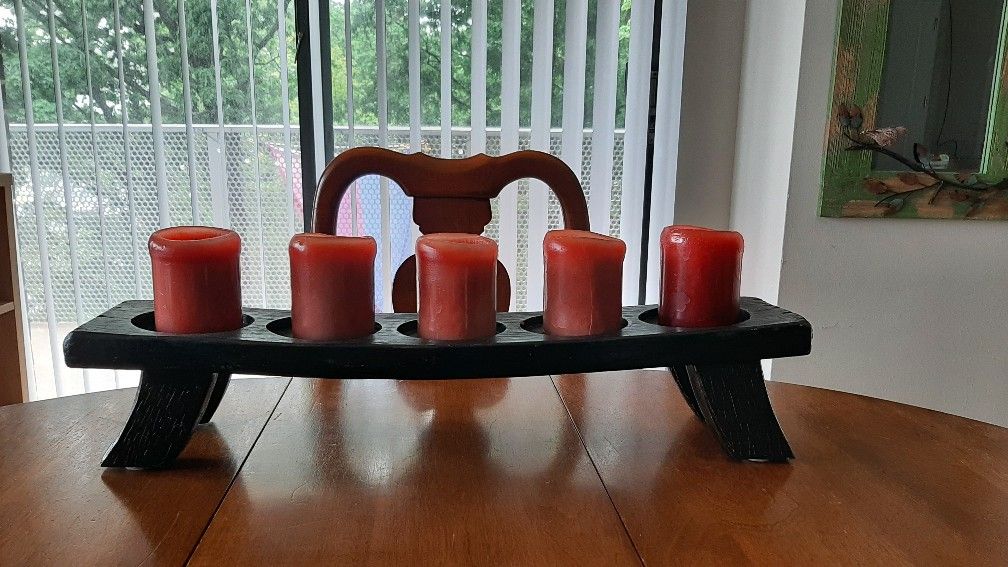 Large Wooden Candle Holder