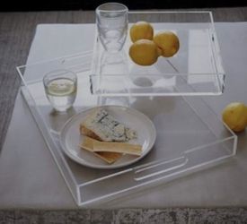 Cb2 Large Clear Acrylic Used Serving  Display Trays Peekaboo