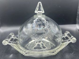 Vintage Clear Domed Butter dish: Jeanette Pattern $22