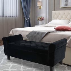 Black Velvet Storage Bench