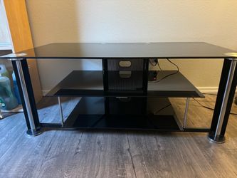 Black glass tv stand