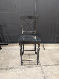 Farmhouse Crossback Wooden Barstool in Black Wood