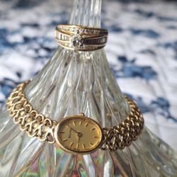Marquis Diamond Wedding Ring 14k And Bulova 14k Watch And Band 